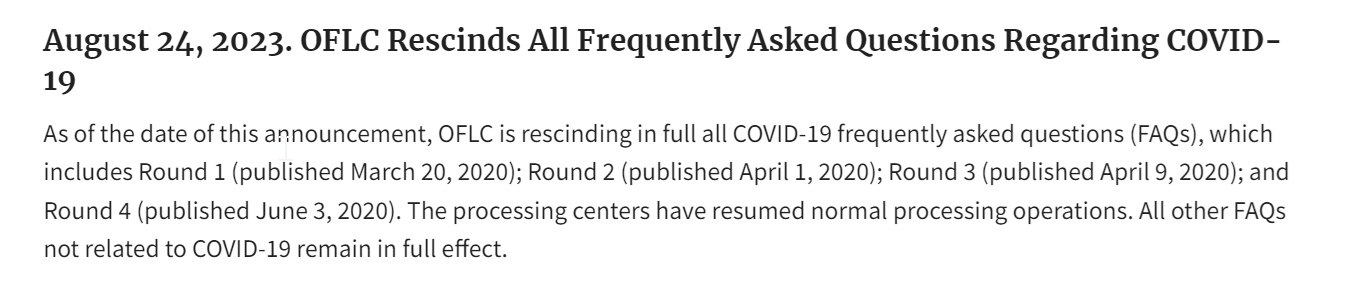 Screenshot of DOL Website