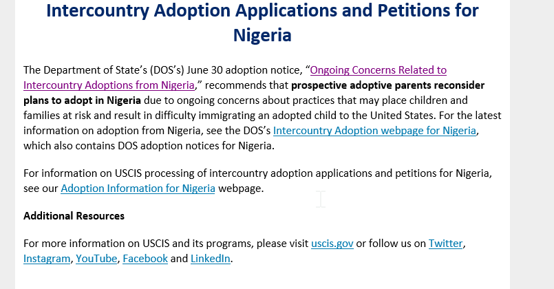 Screenshot of USCIS Website